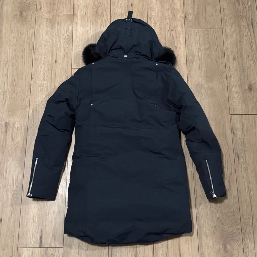 Moose Knuckles Shearling Trim Navy Blue Winter Parka Men’s Medium Authentic